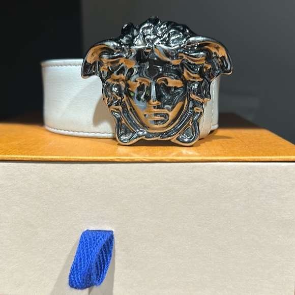 Versace LA MEDUSA LEATHER BELT 4 CM - Picture 1 of 11